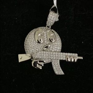 925 sterling silver Emoji AK47 Gun Pendant